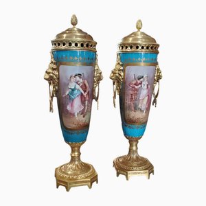 Napoleon III Porzellanvasen von Sevres, 2er Set