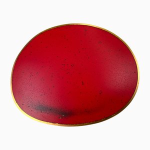 Red Enamel and Gold Brooch by John Iversen