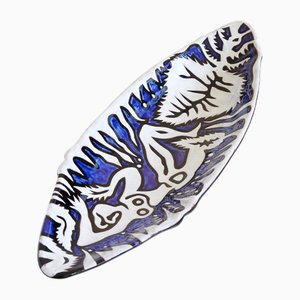 Large Ceramic Dish by Jean Lurçat Ed. Saint-Vicens, France, 1950s