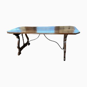 Italian Walnut Fratino Dining Table with Lyre Legs, 18th Century
