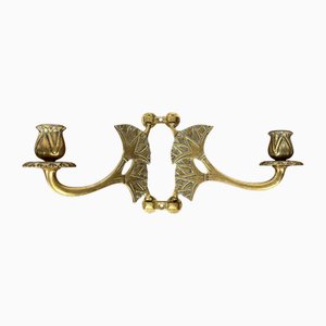 Candelabro de pared Art Déco de latón con dos brazos, años 20