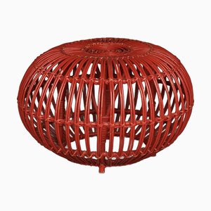 Mid-Century Wicker and Rattan Ottoman attributed to Franco Albini, 1950s