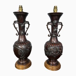 Japanische Tischlampen aus Bronze, 1900er, 2er Set