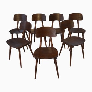 Chairs in Oak and Beech Plywood, 1950s, Set of 7