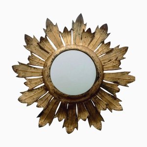 Lampada da soffitto vintage Sunburst in foglia d'oro, anni '50-'60