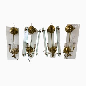 Art Deco Large Wall Lamps, 1970s, Set of 4