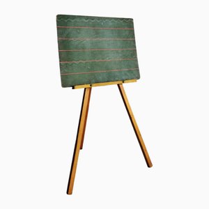 Tableau Scolaire Pliable Vintage avec Support en Bois, 1960s