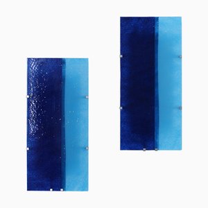Postmoderne Wandlampen aus Blauem Glas von Ikea, 1990er, 2er Set