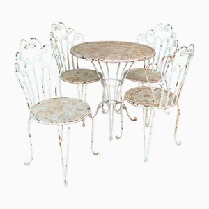 French Garden Table and Chairs in Iron, 1960s, Set of 5
