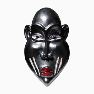 Masque Africain Vintage en Céramique Emaillée