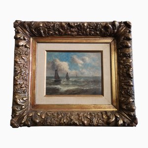 Sea Landscape, Oil Painting, 1920s, Framed