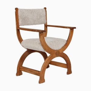 Dänischer Kurul Sessel aus Eiche & Schaffell von Henning Kjærnulf für Eg Møbler, 1970er