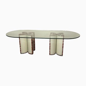 Large Table in Marble and Glass, 1970s
