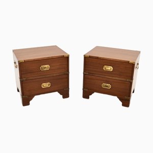 Antique Military Campaign Bedside Chests, 1930s, Set of 2