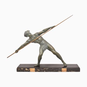 Chiparus, Art Deco Krieger mit Speer, 1920er, Antimon
