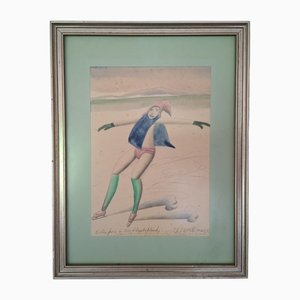 Pit Morell, Ice Skater in Northern Germany, Worpswede, 1984, Drawing, Framed