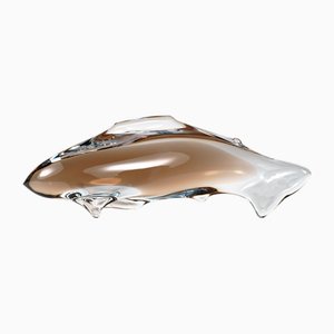 Sculpture Poisson Vintage en Verre par Miroslav Janku pour ZBS, République Tchèque, 1960s