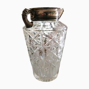 Pichet en Verre Taillé et Métal Argenté