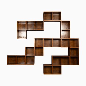 Estanterías modulares inglesas de nogal, siglo XX de Unix, años 60. Juego de 12