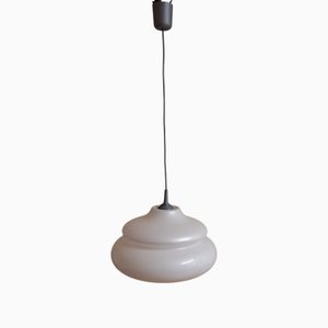 Lámpara colgante vintage con pantalla de plástico blanco, años 70
