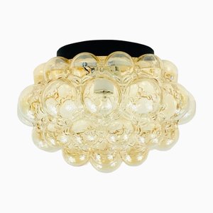 Große Mid-Century Modern Bernsteinfarbene Deckenlampe aus Blasenglas von Helena Tynell für Limburg, Deutschland, 1970er