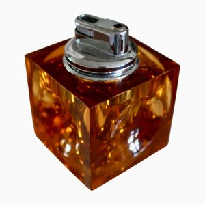 Orange Murano Glass Ice Cube Table Lighter attributed to Antonio Imperatore, Italy, 1970s