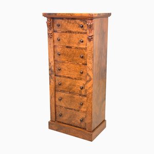 Burr Walnut Wellington Chest of Drawers, 1860s
