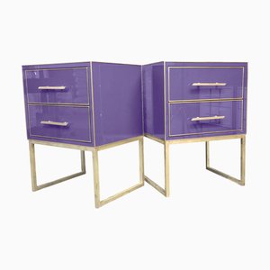 Nachttische aus Violettem Glas von Justfurnituress, 2er Set
