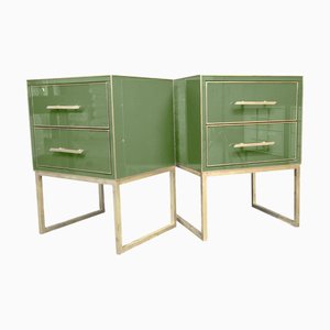 Italienische Nachttische aus grünem Muranoglas von Justfurnituress, 2er Set