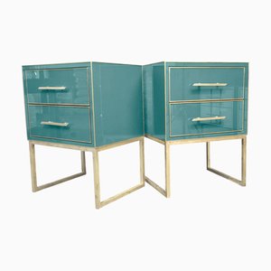 Italienische Nachttische aus grünem Muranoglas von Justfurnituress Designer, 2er Set