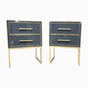 Nachttische aus Holz mit Grauem Muranoglas von Justfurnituress Designer, 2er Set