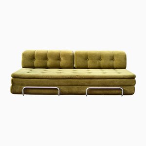 Sofá cama vintage en verde oliva, años 70