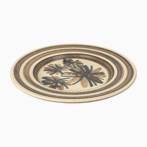Mid-Century Modern Danish Studio Pottery Wall Plate with Flower Design from Mit Stoneware, 1960s