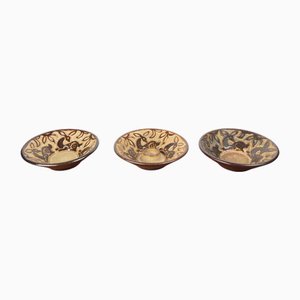 Mid-Century Modern Danish Studio Pottery Bowls and Candleholder from Michael Andersen Keramik, 1960s, Set of 3