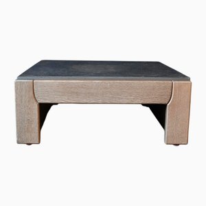 Brutalist Coffee Table in Slate and Wood