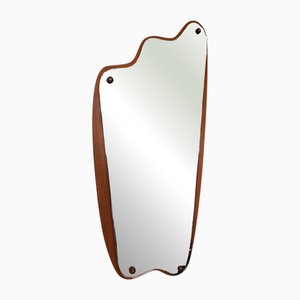 Danish Mirror with Organic Shape on Teak Plate, 1960s