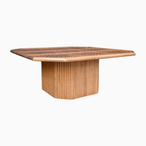 Großer Achteckiger Couchtisch aus blondem Rattan