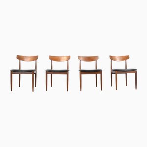 Teak and Aniline Leather Dining Chairs by Ib Kofod-Larsen for G-Plan, 1960s, Set of 4