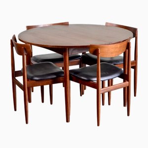 Mid-Century Modern Extending Round Teak Table and Chairs from G-Plan, 1960s, Set of 5