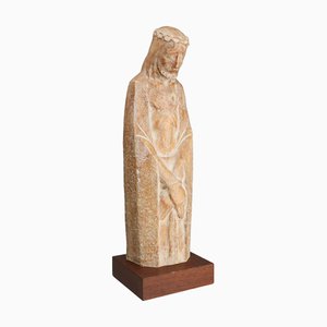 André Teackens, Art Deco Style Religious Statue of Jesus Christ, 1920s, Plaster on Wood Base