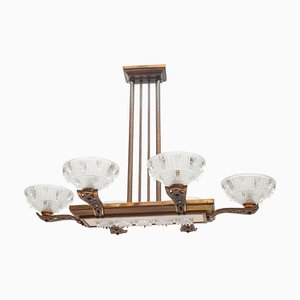 Lustre à 10 Lumières Art Déco de Ezan, 1930s