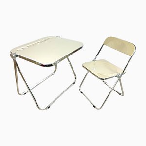 Klappbarer Platone Schreibtisch & Plia Stuhl von Giancarlo Piretti für Anonima Castelli, 1970er, 2er Set