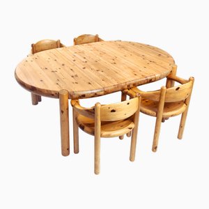 Sillas de comedor vintage de pino de Rainer Damiller, años 70. Juego de 4