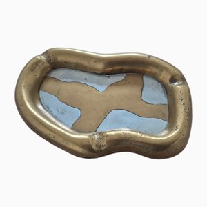 Vintage Brutalist Asymmetrical Ashtray in Brass by David Marshall, Spain, 1980s