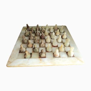 Vintage Onyx and Marble Chess Chess Set, Italy, 1970s, Set of 33