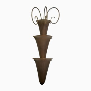 Lampada da parete in vetro di Murano e ottone, 1990