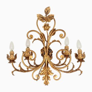 Vintage Gold Metal Wall Lamp, 1960s