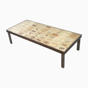 Herbarium Coffee Table in Ceramic and Steel by Roger Capron, 1950s