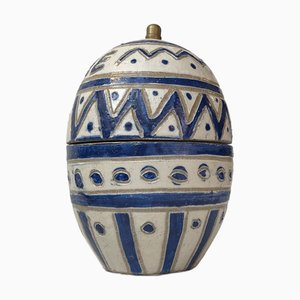 Scandinavian Naive Egg Trinket Jar in Glazed Stoneware, 1970s