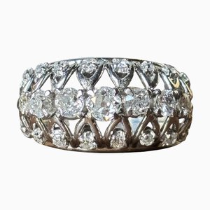Three Row Domed Diamond Ring, 1950s